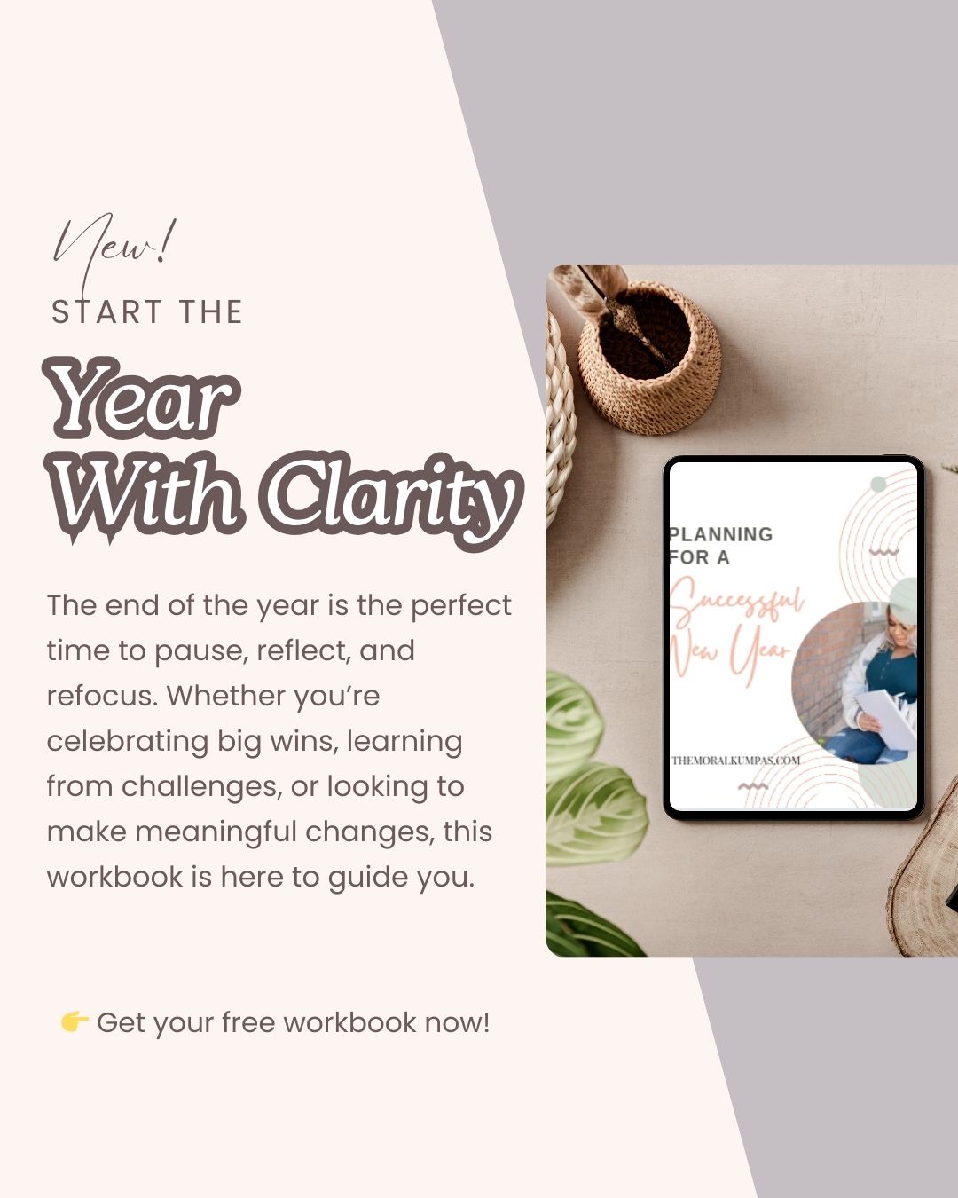Download your free Year-End Reflection and Renewal Workbook to reflect on the past year, celebrate your achievements, and set meaningful goals for the year ahead. Start your journey toward a purposeful new year today!