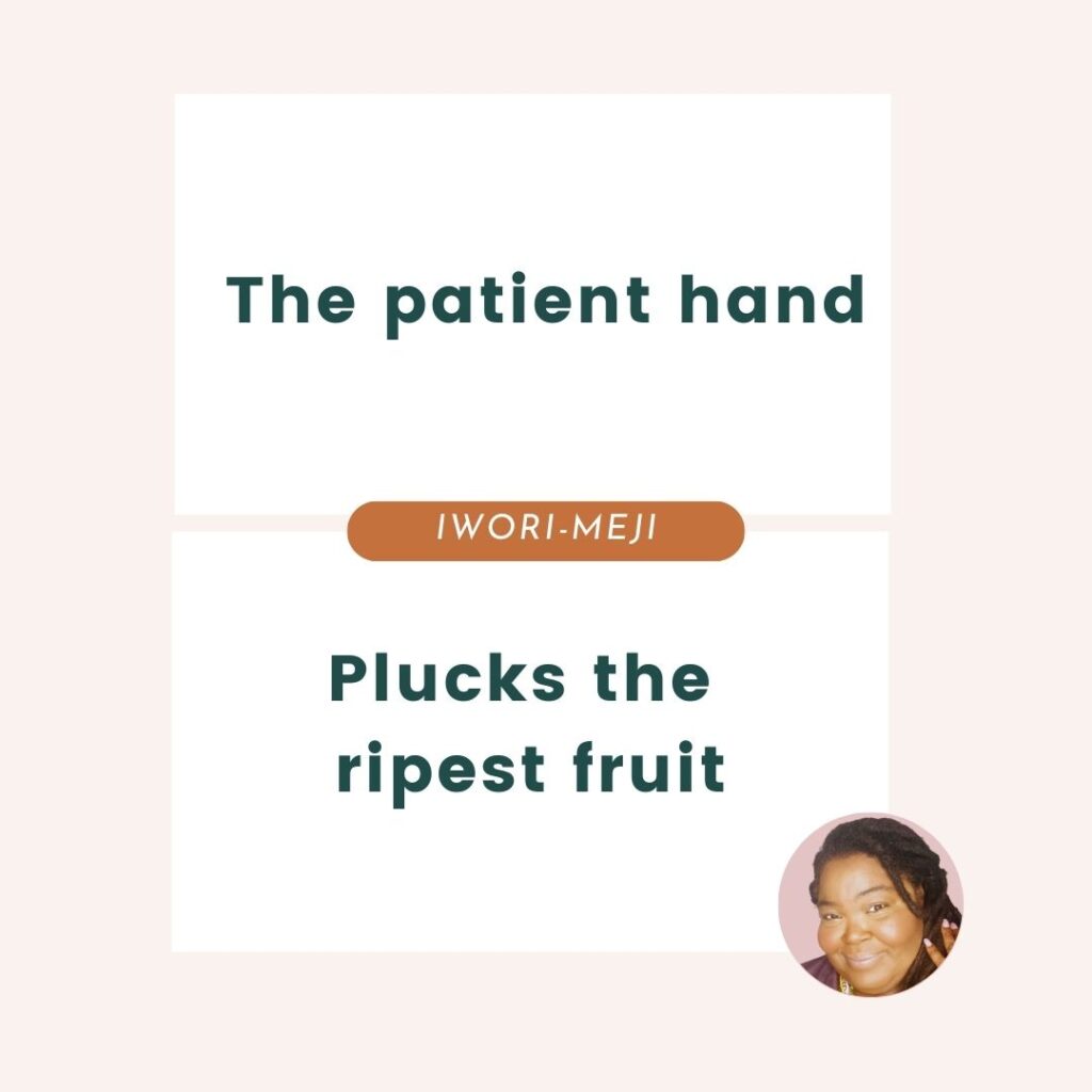 IWORI-MEJI QUOTE ABOUT PATIENCE